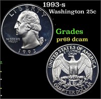 Proof 1993-s Washington Quarter 25c Grades GEM++ P