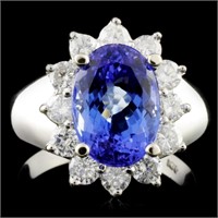 14K Gold Ring  3.74ct Tanzanite & 0.88ctw Diam