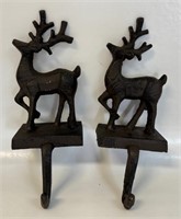 NICE PAIR OF CAST REINDEER CHRISTMAS STOCKING