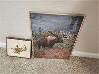 Moose picture & cross stiched deer picture
