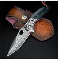 KOMWERO Damascus Folding Pocket Knife