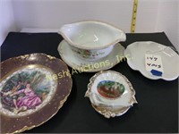 4 pcs w/ decorative dish, ashtray