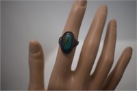 Sterling & Turquoise Ring   Sz 6-1/4 Signed JN