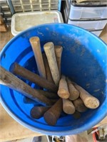 Bucket of wood handles
