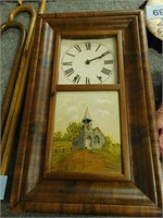 Antique wooden rectangular wall clock