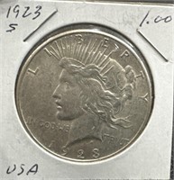 1923 S US Silver Peace Dollar