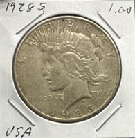 1928 S US Silver Peace Dollar