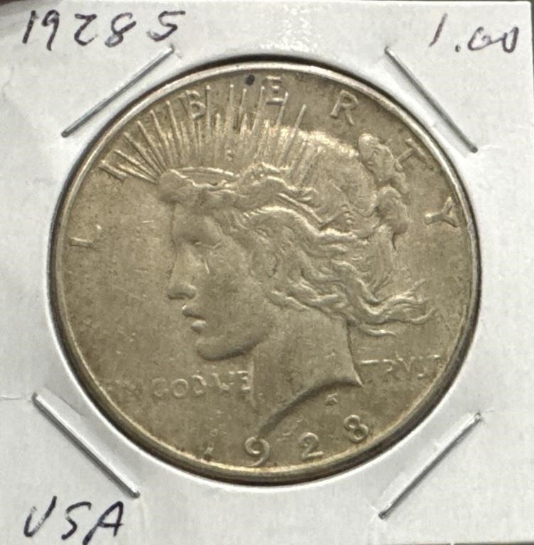 1928 S US Silver Peace Dollar