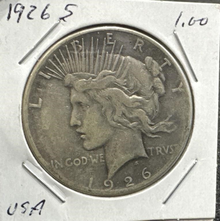 1926 S US Silver Peace Dollar