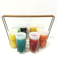 Mid-Century Glamalite Tumblers with Caddy