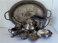 Victorian Roe Tea Set and Tray, Water Pitcher, and