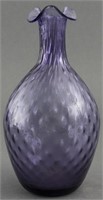 Purple Glass Vase With Ruffled Rim