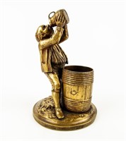 Brass Thirsty Man Figural Matchstick Holder