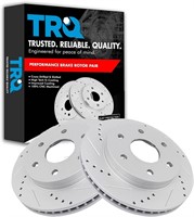 TRQ Front Performance Brake Rotor Drilled Slotted