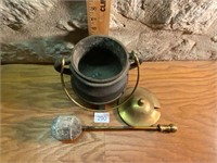 Vintage Cast Iron Fire Smudge Lidded Pot