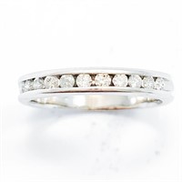 White Sapphire & 14k White Gold Band Ring