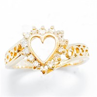 Diamond & 14k Yellow Gold Heart Ring