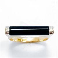 Designer Onyx & Diamond 14k Yellow Gold Ring