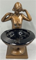 Art Decor Ashtray Spelter Figural Woman