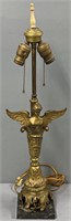 Classical Winged Woman Brass & Marble Table Lamp