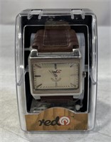 RED BRAND WRISTWATCH UNTESTED 1.5IN FACE BROWN