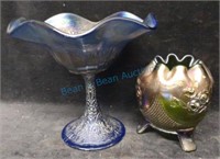 Carnival Glass candy dish and vase