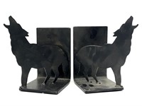 Metal Wolf Bookends 7.25” Tall - Marked ‘1994’