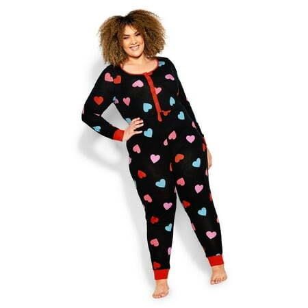 Avenue Plus Size Heart Cotton Blend Onesie