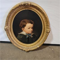 Painted photograph in Victorian frame