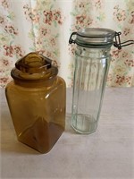 11" amber canister, 13" hermetic  jar