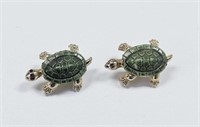 Pair of Vintage Gold Tone Turtle Brooches