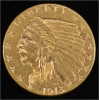 1913 $2.5 GOLD INDIAN CH BU