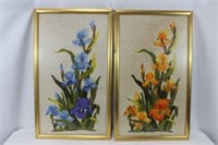 Gorgeous Vintage Daffodil Crewel Art