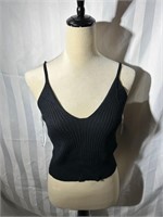 Calvin Klein sz L black knit crop shirt