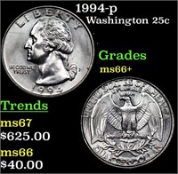 1994-p Washington Quarter 25c Grades GEM++ Unc