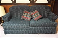 Love Seat with Pull Out Bed, Green Tone