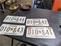 4 Consecutively Numbered Maryland License Plates