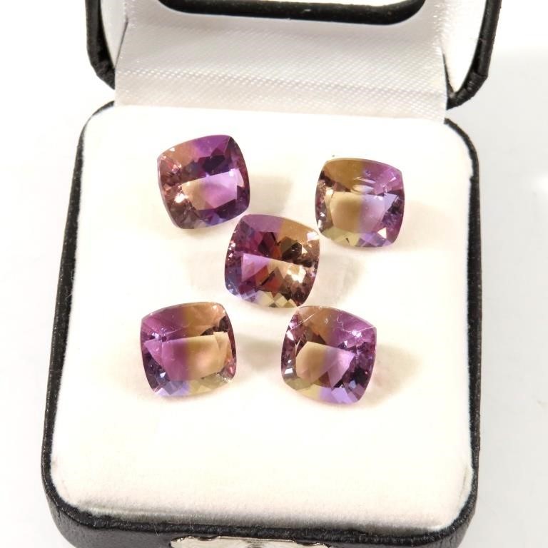 4.55CT LOT OF FIVE RARE AMETRINE STONES 10MM