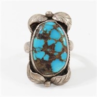 MEN'S VTG NAVAJO STERLING SILVER & TURQUOISE RING