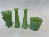 4 JADEITE VASES