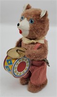 Vintage Japan Windup Bear Playing The Drum.