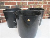 3 11" Black Flower Pots