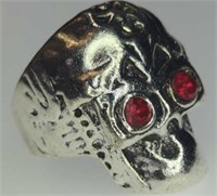 Gemstone eyeball skull ring size 10