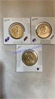 3 Presidential $1.00 coins