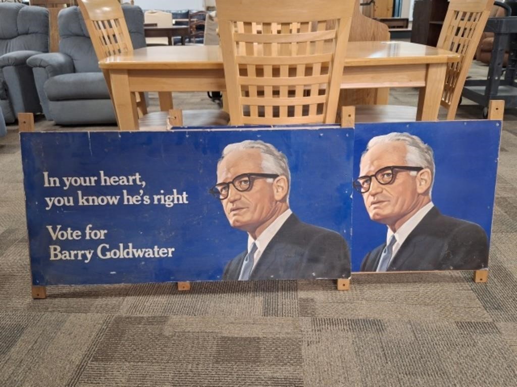 2 Vintage Vote for Barry Goldwater Signs
