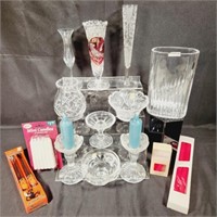 Crystal & Glass Candle Holders & Vase
