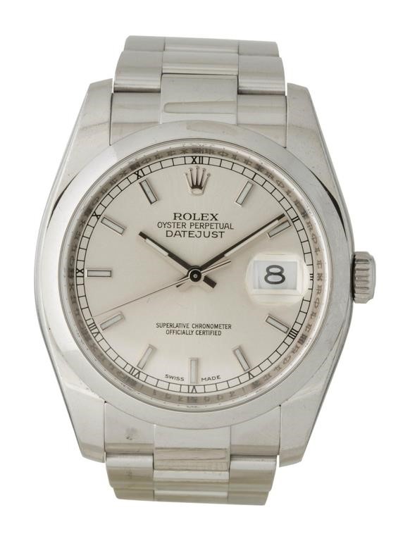 Rolex Oyster Datejust Silver Dial Watch 36mm