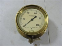 Brass Pressure Gauge, 5" D