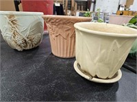 2 - MC COY JARDINERS & 1 TULIP FLOWER POT W/