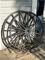 2 Wagon Wheels, Cast Iron Wheel